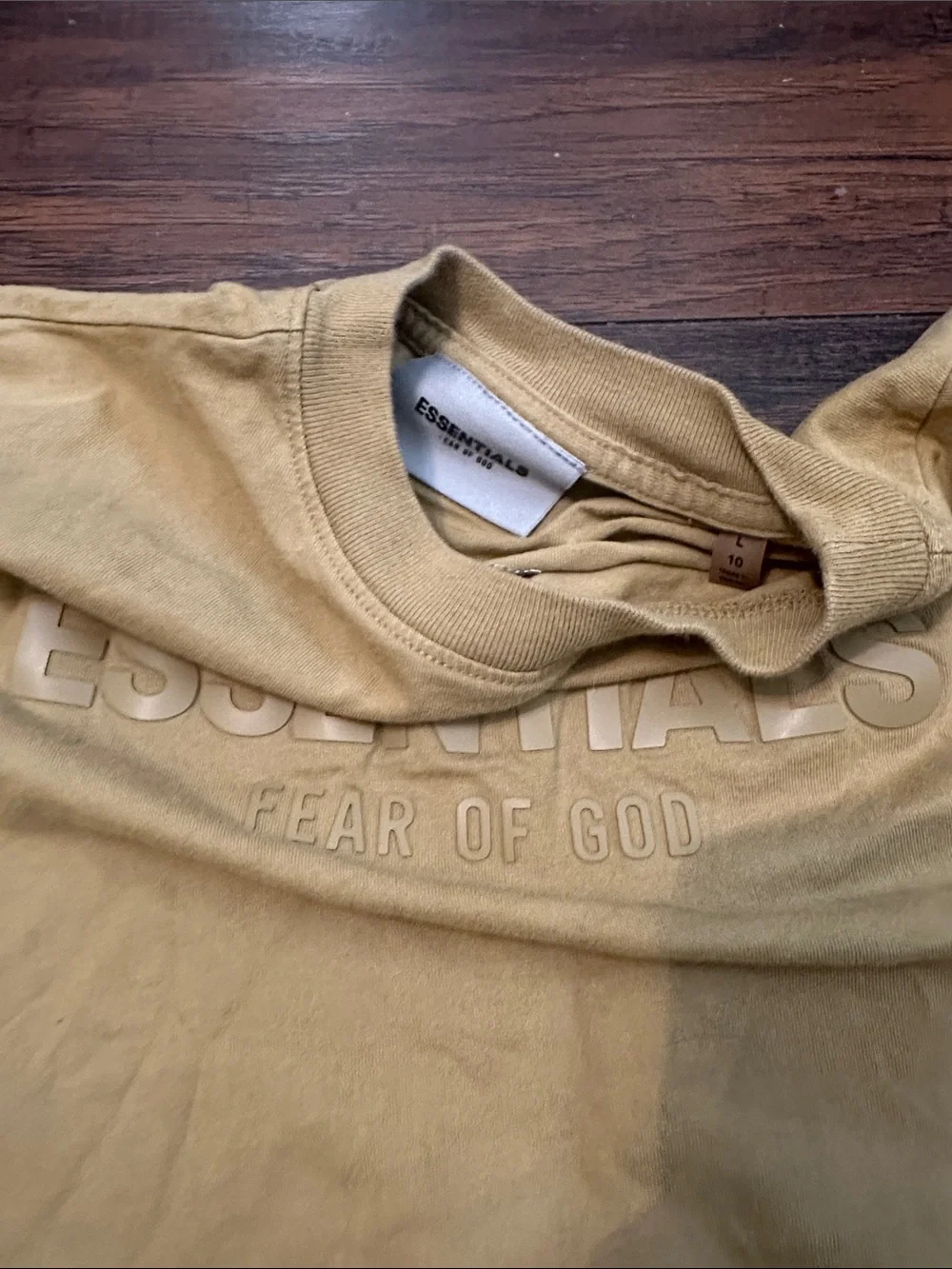 Fear of God ESSENTIALS Men's Tan Short Sleeve Logo Tee